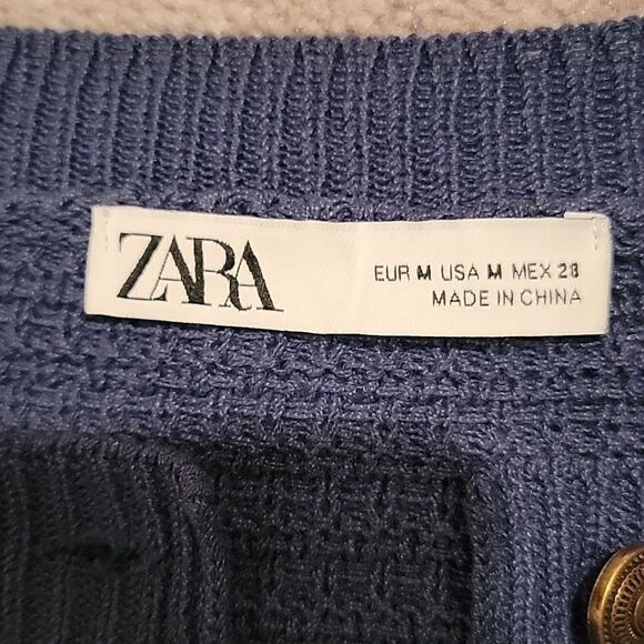 ZARA Blue Button-Up Women's Sweater sz med - Picture 6 of 7